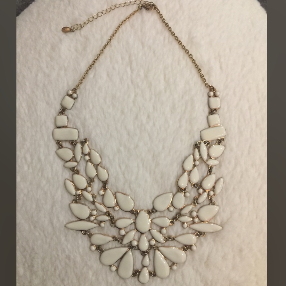 White & Gold Statement Necklace